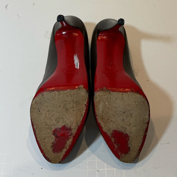 Christian Louboutin Mini Bout Brown Red Open Pumps Platform Heels Shoes 40 - Picture 8 of 8